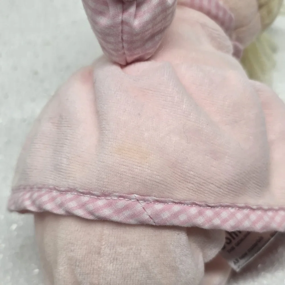 Oshkosh Blonde Baby Doll Blue Eyes Pink Rattle Plush Floral Dress